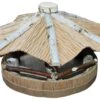 Futterhaus Aus Birkenholz Mit Strohdach, Rund -Haustierprodukte 070110futterhausbirkestrohdachsilo40x40x25cm